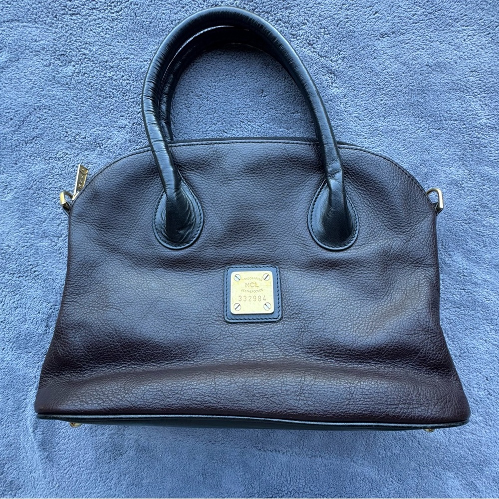 HCL Bag Black Red Leather Satchel Gold Accents